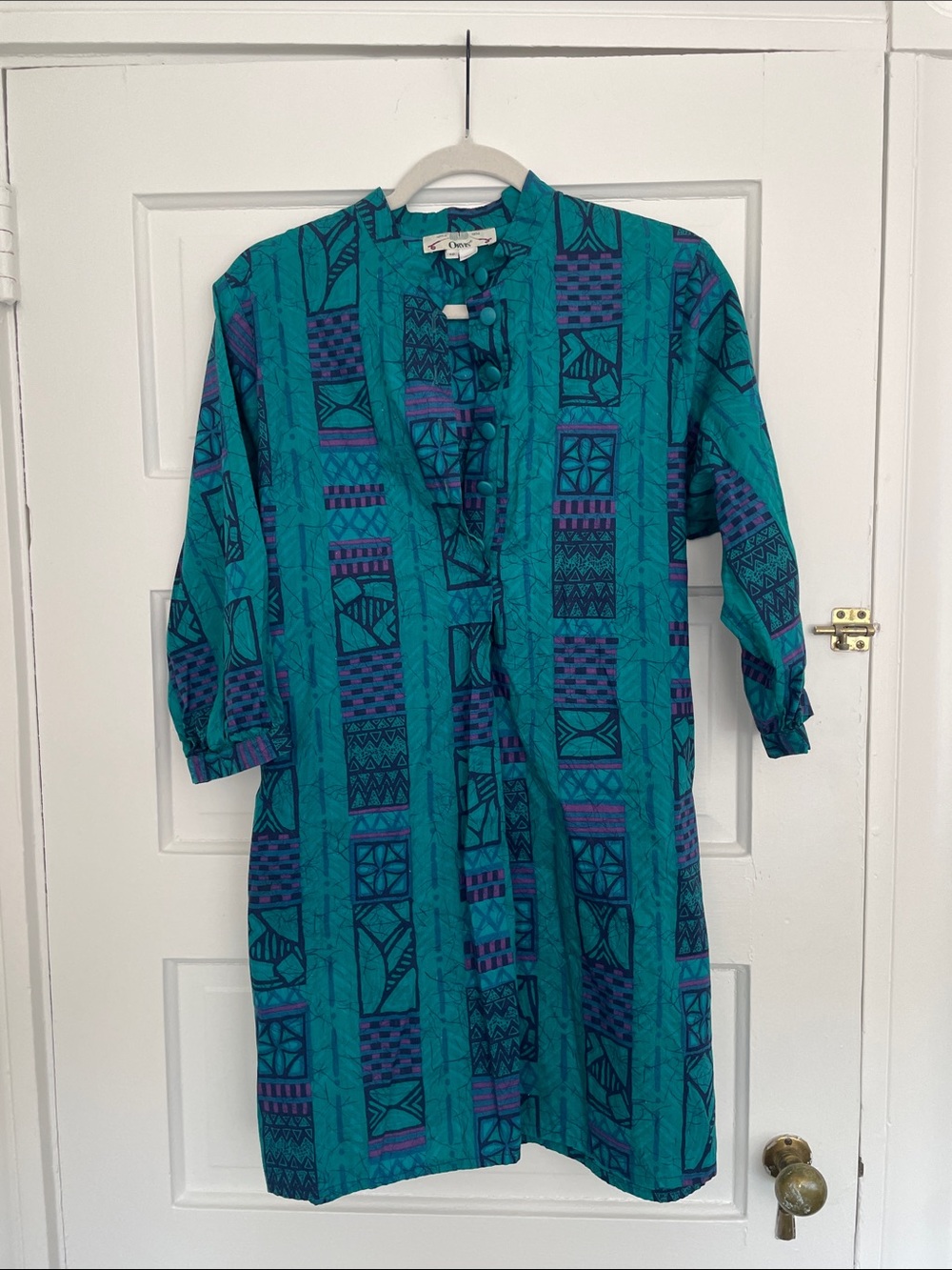 Vintage Orvis Teal & Purple Patterned Dress